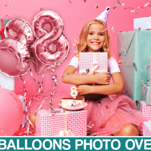 45 Foil Pink Rose Balloons Overlay