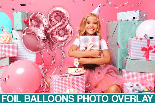 45 foil pink rose balloons overlay - ByPresets