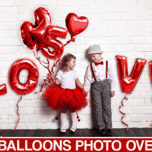 45 Foil Red Balloons Overlay