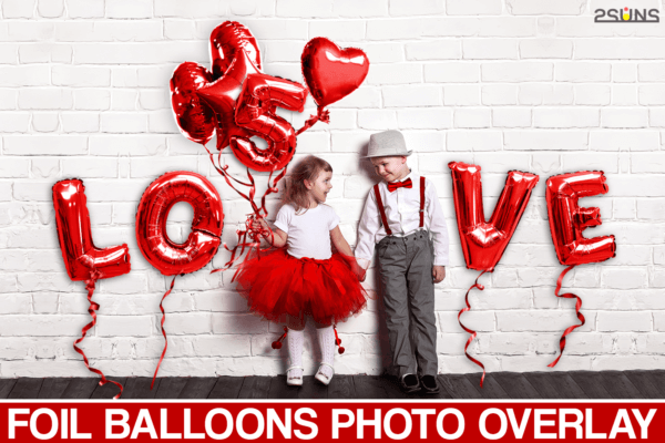 45 foil red balloons overlay - ByPresets