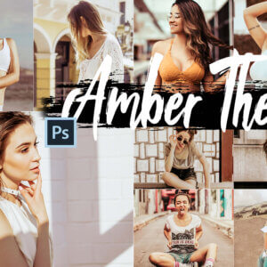 5 Amber Photoshop Actions ACR and LUT