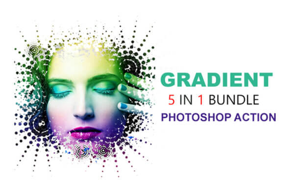 5 in 1 gradient photoshop actions bundle - ByPresets