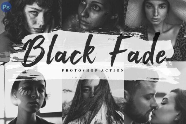 6 black fade photoshop actions acr lut - ByPresets