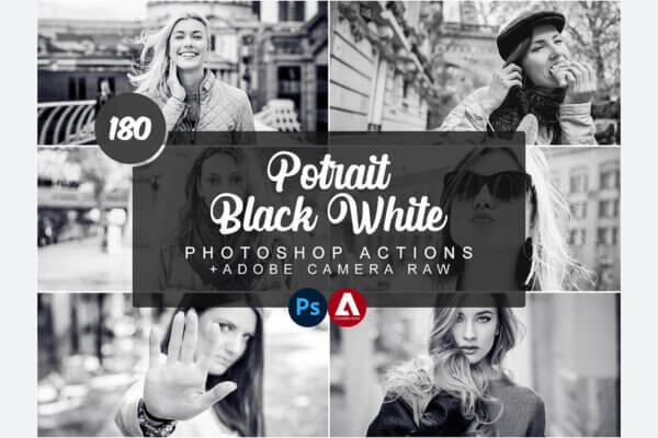 potrait black white photoshop actions - ByPresets