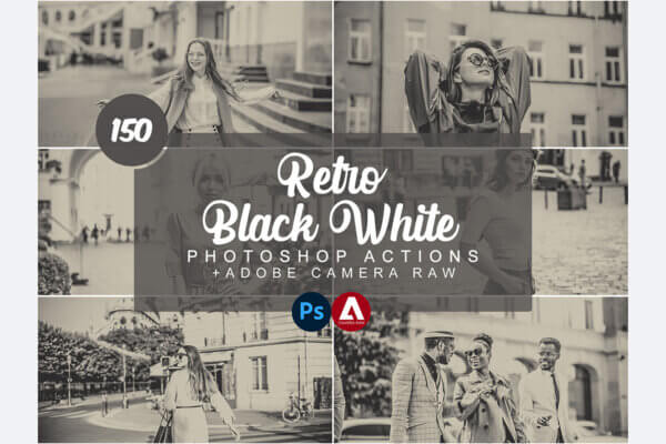 retro black white photoshop actions - ByPresets